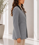 Ladies Grey And Black Collar Blazer - StylePhase SA