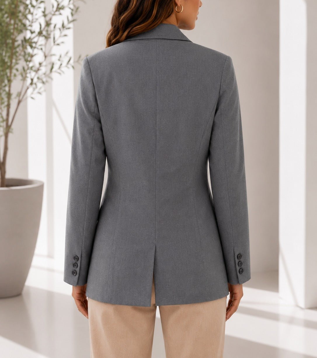 Ladies Grey And Black Lined Blazer - StylePhase SA