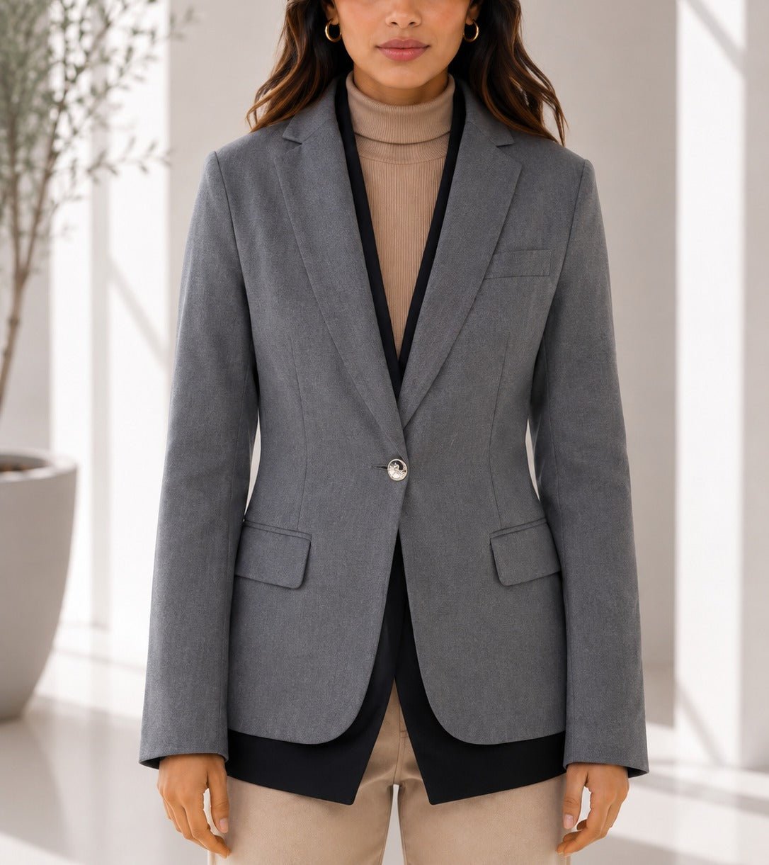 Ladies Grey And Black Lined Blazer - StylePhase SA