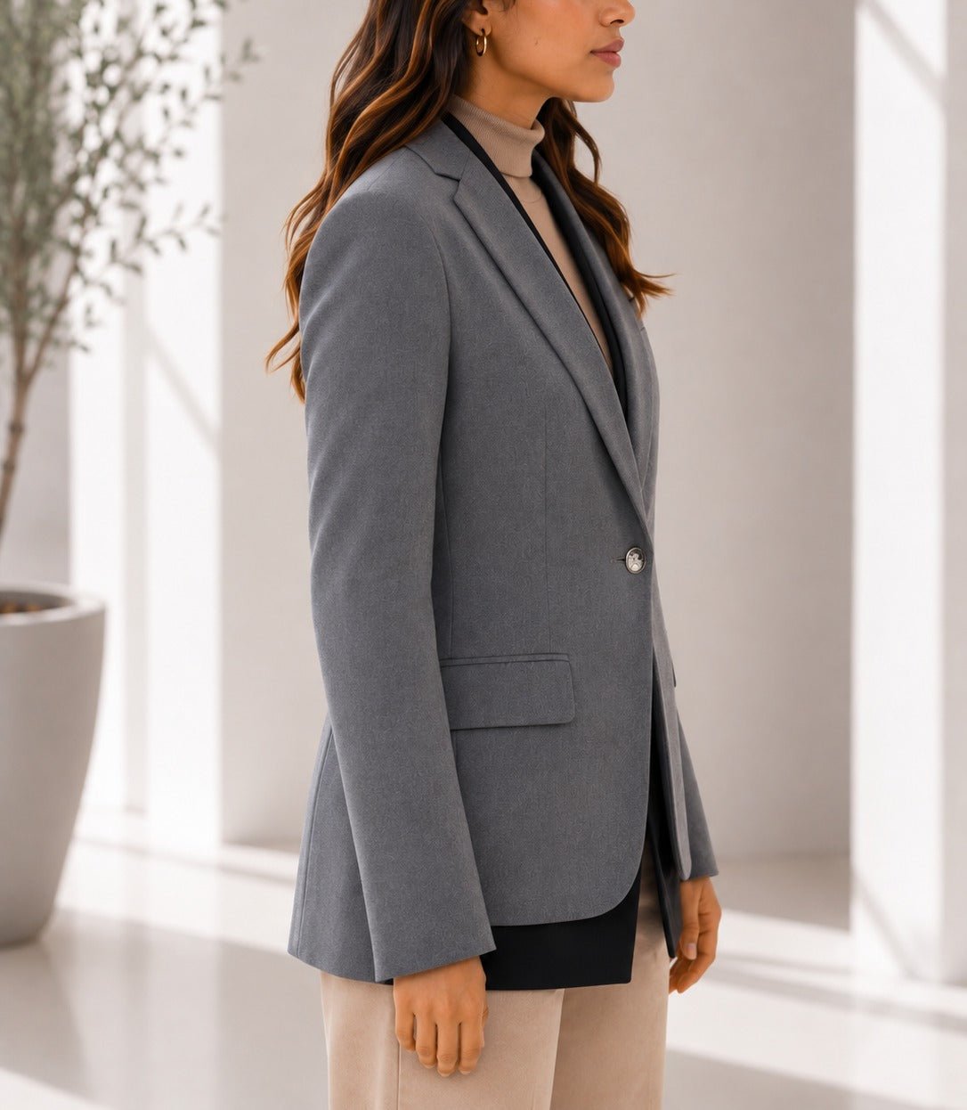Ladies Grey And Black Lined Blazer - StylePhase SA