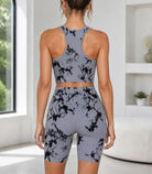Ladies Grey And Black Tie Dye Active Wear Set - StylePhase SA