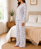 Ladies Grey And Brown Button Pyjama - StylePhase SA