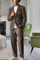 Ladies Grey And Brown Slim Fit Blazer Coat - StylePhase SA