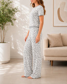 Ladies Grey And White Leopard Print Knitwear Jersey Set - StylePhase SA