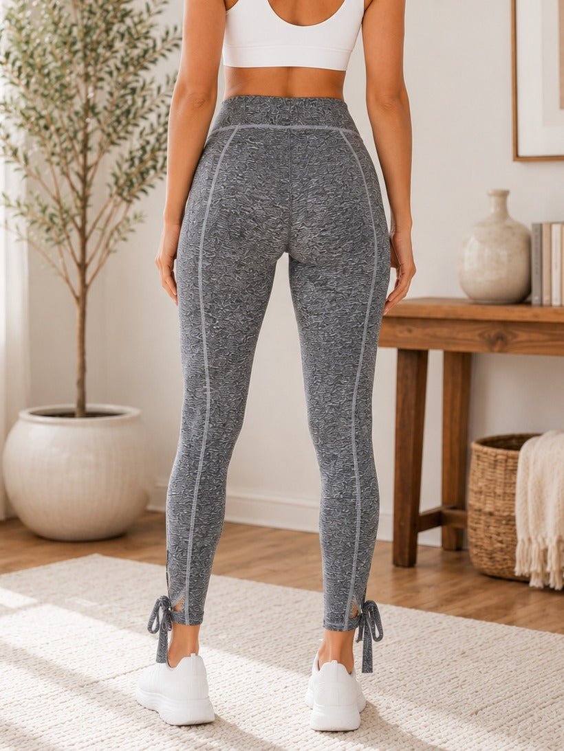 Ladies Grey Ankle Tie Activewear Leggings - StylePhase SA