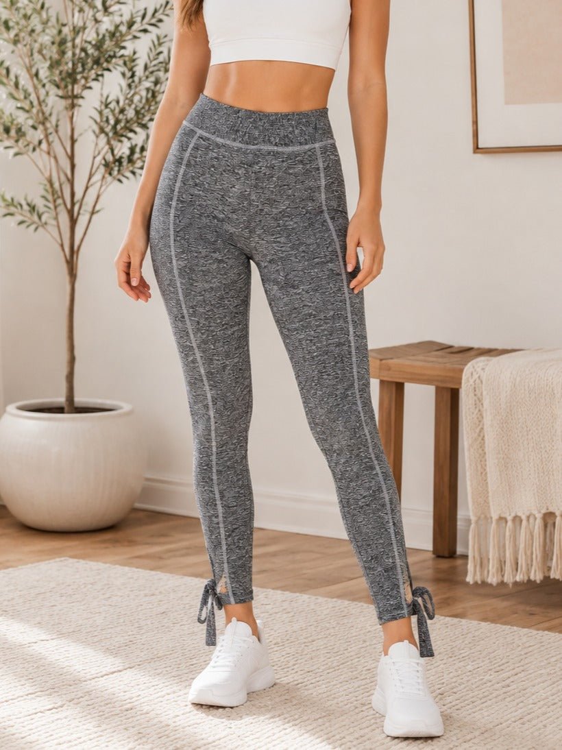 Ladies Grey Ankle Tie Activewear Leggings - StylePhase SA
