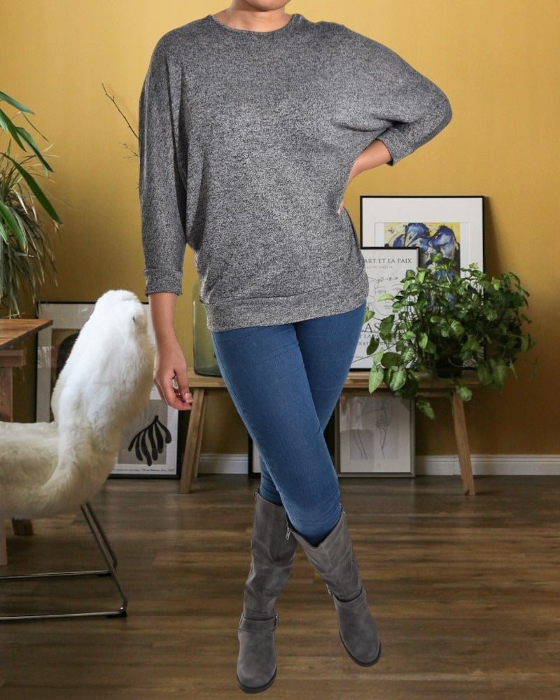 Ladies Grey Batwing Top - StylePhase SA