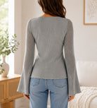 Ladies Grey Bell Sleeve Top - StylePhase SA