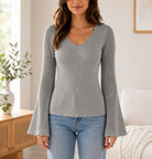 Ladies Grey Bell Sleeve Top - StylePhase SA