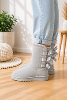 Ladies Grey Bow Warm Boots - StylePhase SA