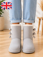 Ladies Grey Bow Warm Boots - StylePhase SA