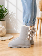 Ladies Grey Bow Warm Boots - StylePhase SA