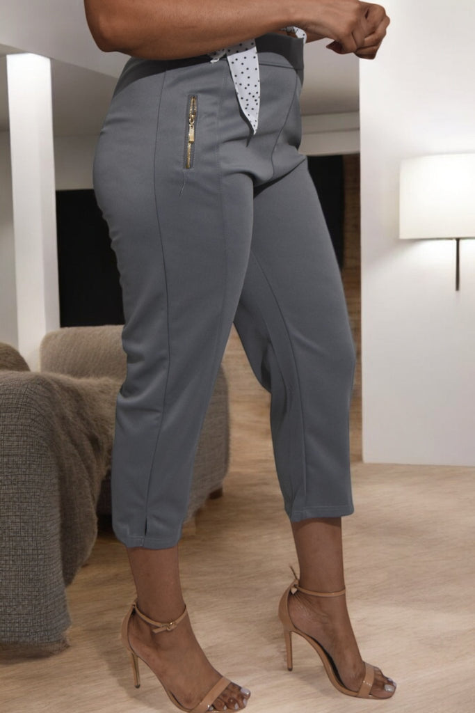 Ladies Grey Capri Zip Pants - StylePhase SA
