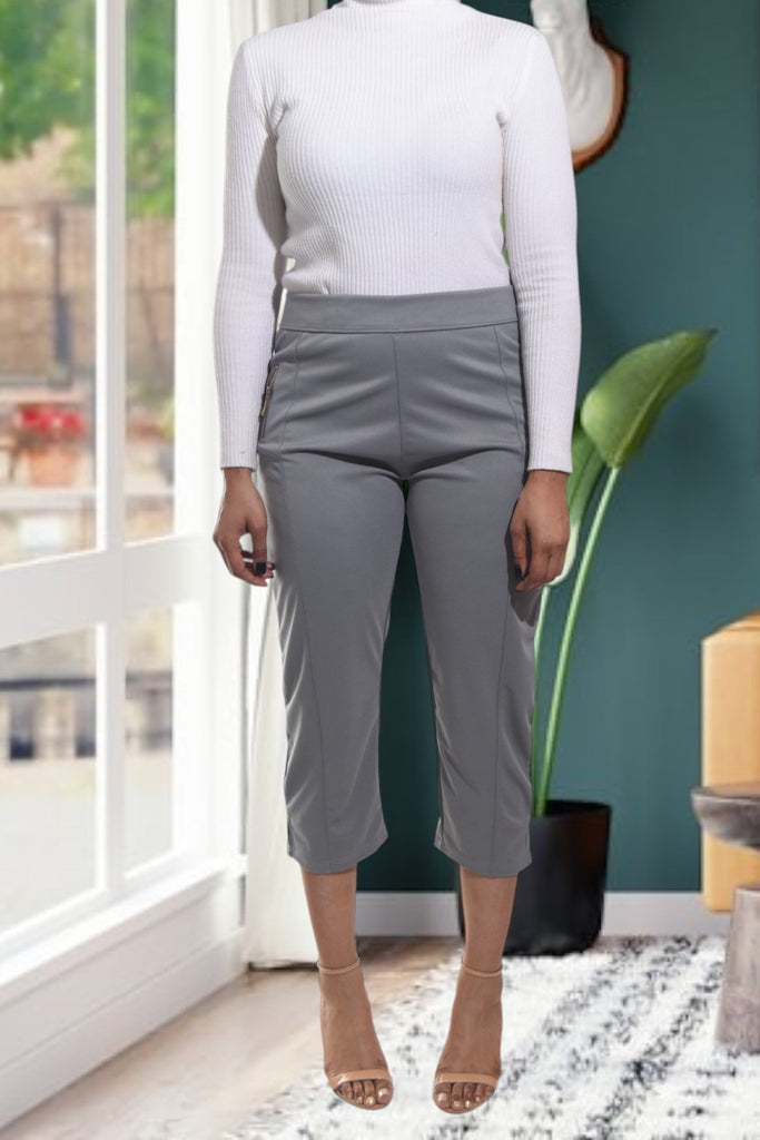 Ladies Grey Capri Zip Pants - StylePhase SA