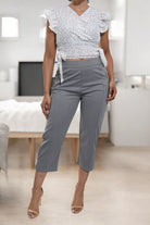 Ladies Grey Capri Zip Pants - StylePhase SA