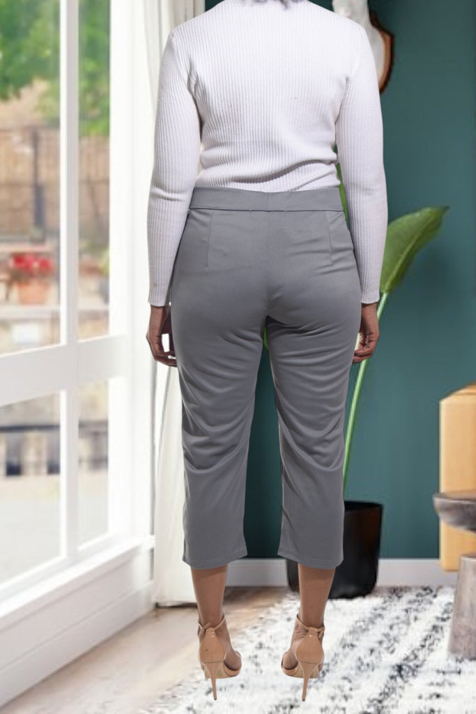 Ladies Grey Capri Zip Pants - StylePhase SA
