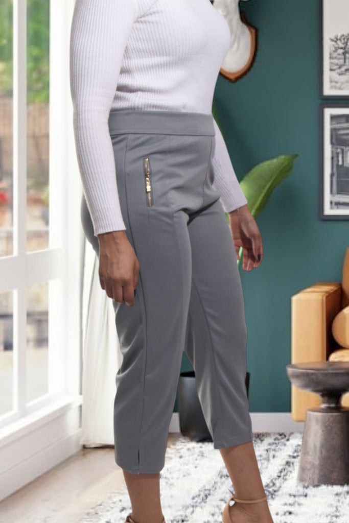 Ladies Grey Capri Zip Pants - StylePhase SA
