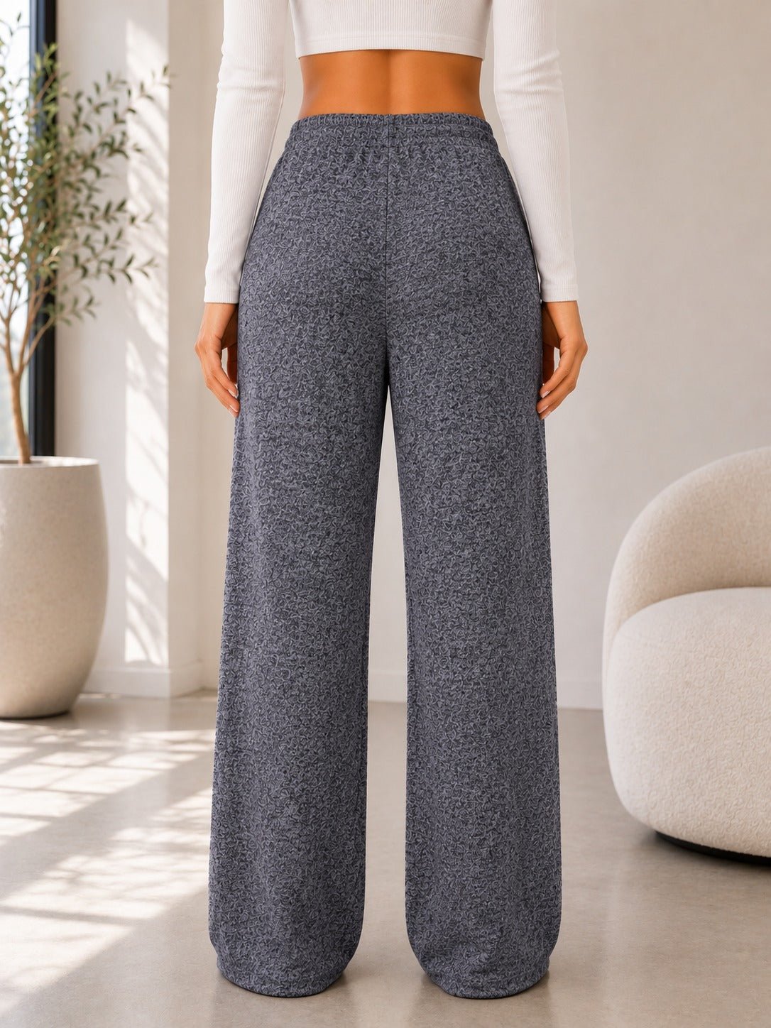 Ladies Grey Drawstring Knitwear Pants - StylePhase SA