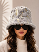 Ladies Grey Feather Embossed Bucket Hat - StylePhase SA
