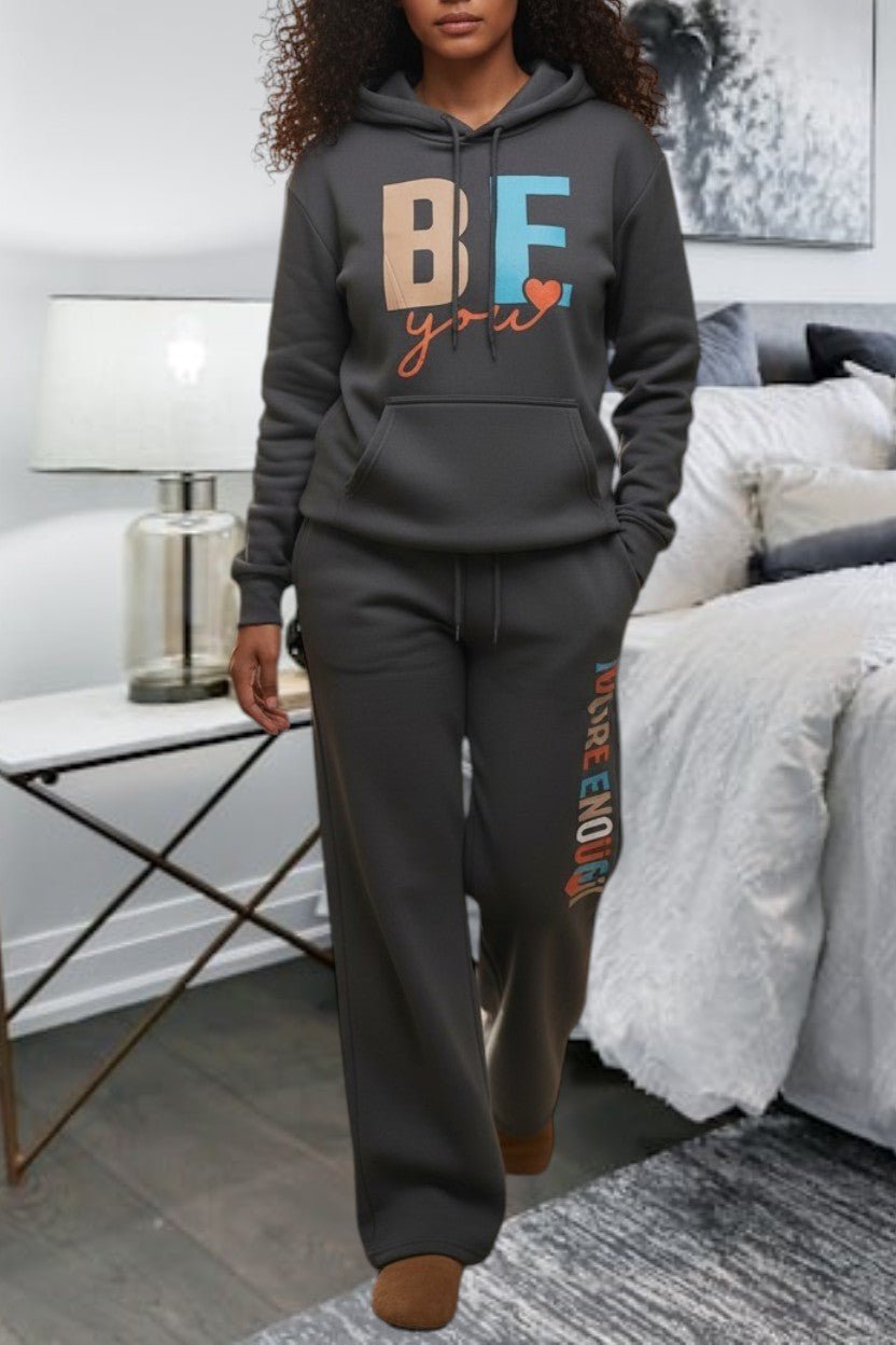 Ladies Grey Fleece Tracksuit Set - Be You - StylePhase SA
