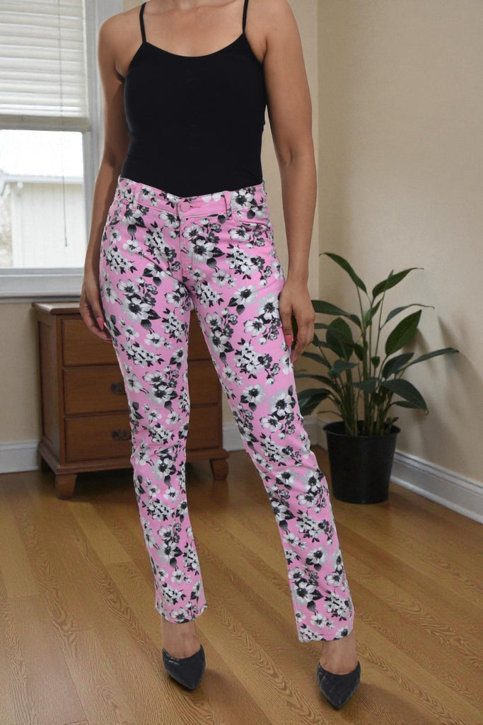 Ladies Grey Floral Jeans - StylePhase SA