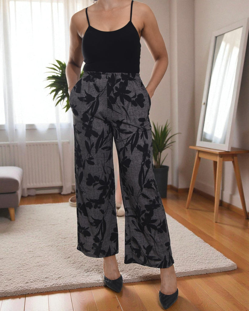 Ladies Grey Floral Pocket Pants - StylePhase SA