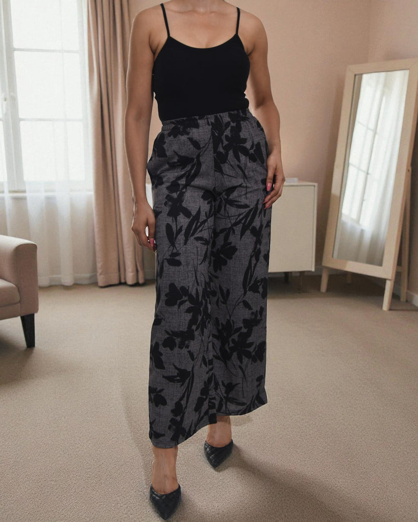 Ladies Grey Floral Pocket Pants - StylePhase SA