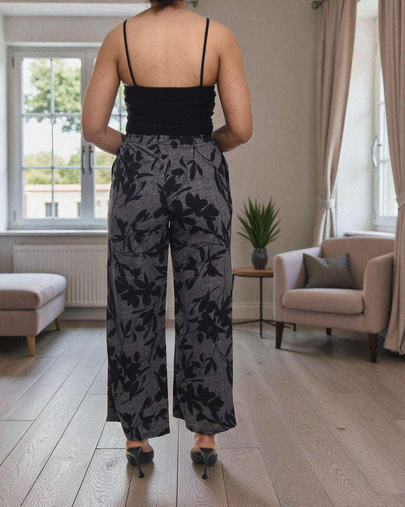 Ladies Grey Floral Pocket Pants - StylePhase SA