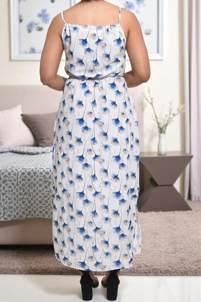 Ladies Grey Floral Tie Front Slit Dress - StylePhase SA