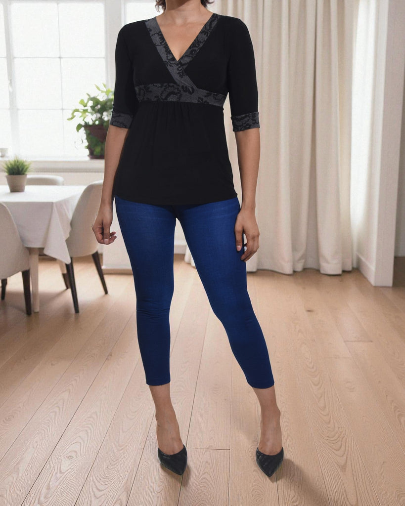 Ladies Grey Floral Tie Top - StylePhase SA