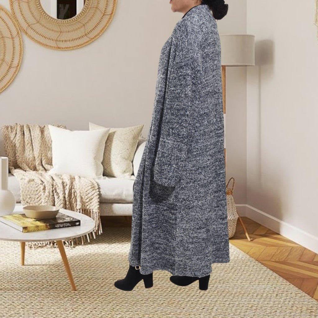 Ladies Grey Fluff Long Pocket Coat - StylePhase SA