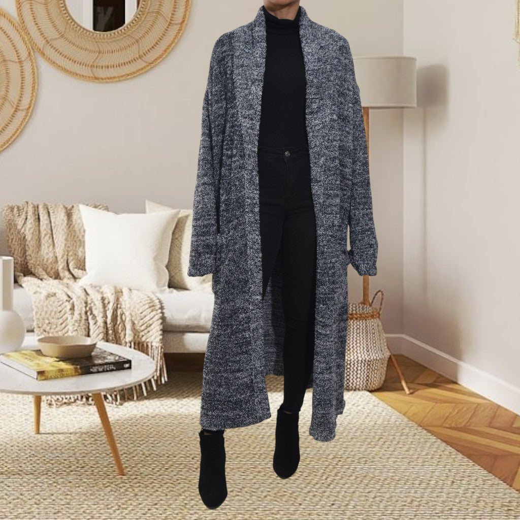 Ladies Grey Fluff Long Pocket Coat - StylePhase SA
