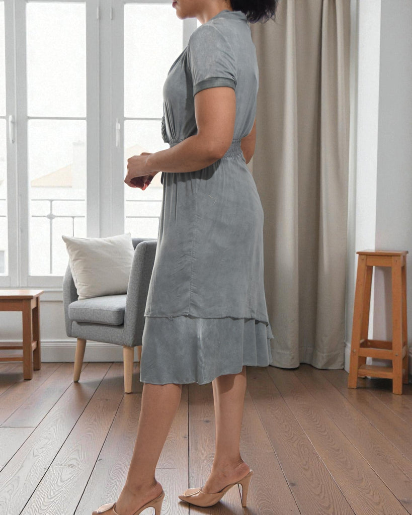 Ladies Grey Frill Dress - StylePhase SA