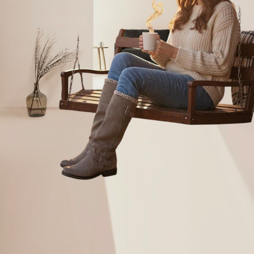 Ladies Grey Fur Kristiann Boots - StylePhase SA