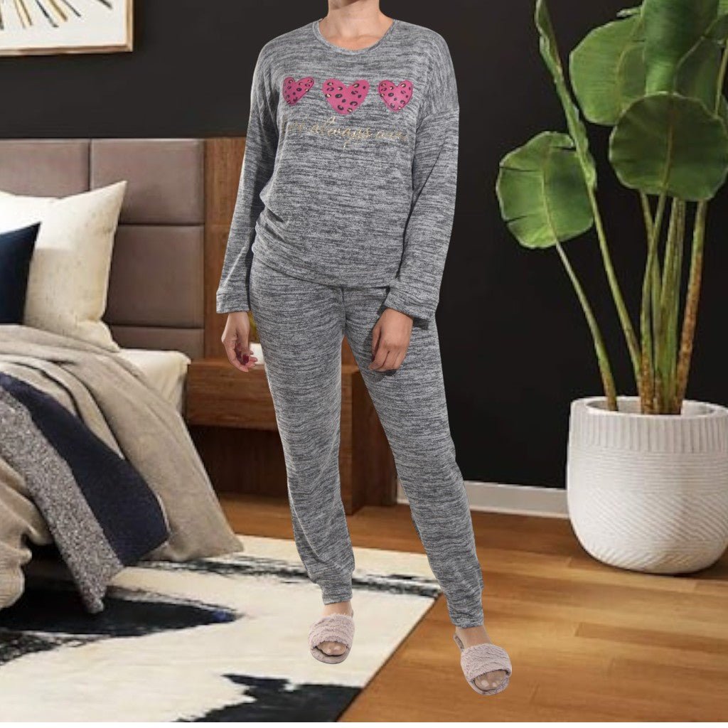 Ladies Grey Heart Pj Set - StylePhase SA