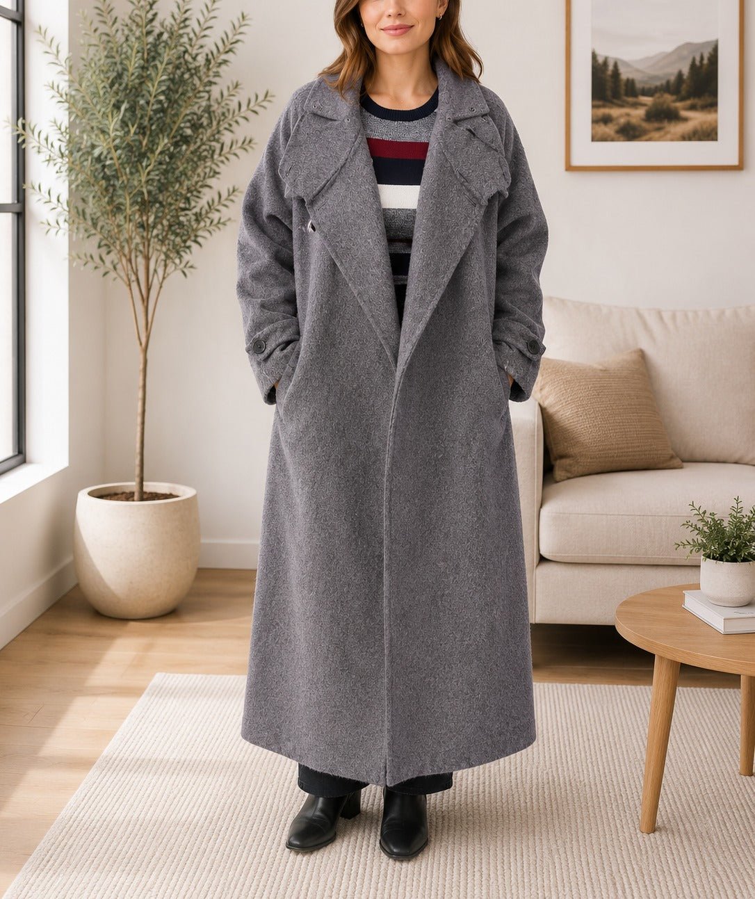 Ladies Grey Heavy Weight Grey Melton Coat - StylePhase SA