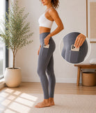 Ladies Grey High-Waist Side Pocket Activewear Leggings - StylePhase SA