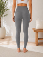Ladies Grey High Waisted Ribbed Leggings - StylePhase SA
