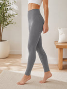 Ladies Grey High Waisted Ribbed Leggings - StylePhase SA