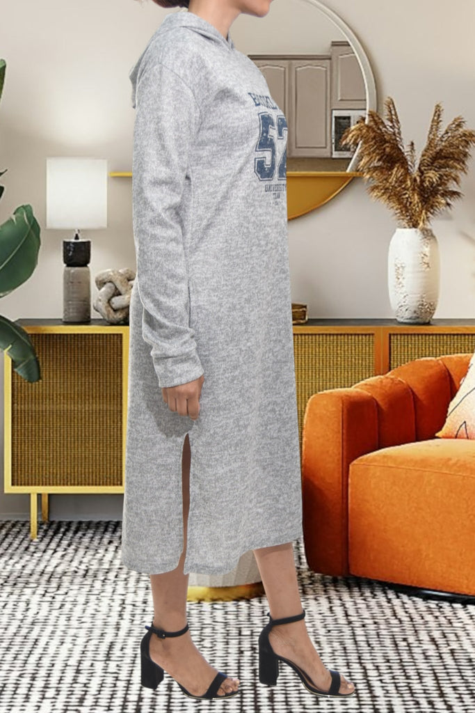 Ladies Grey Hoody Fleece Dress - Brooklyn 52 - StylePhase SA