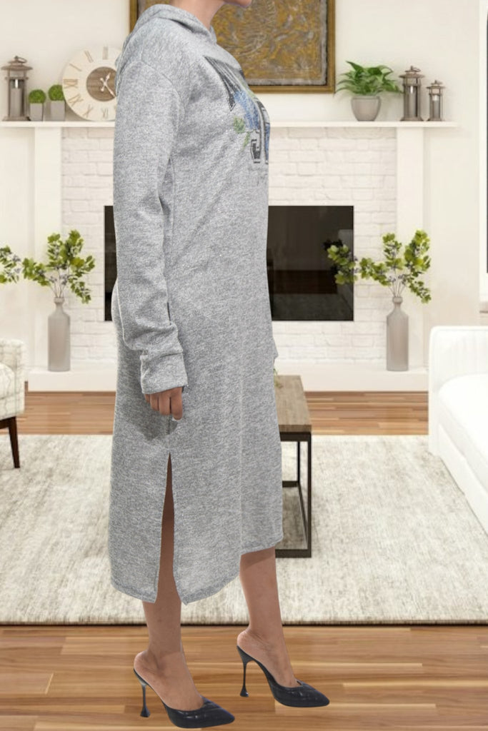 Ladies Grey Hoody Fleece Dress - New York 96 - StylePhase SA