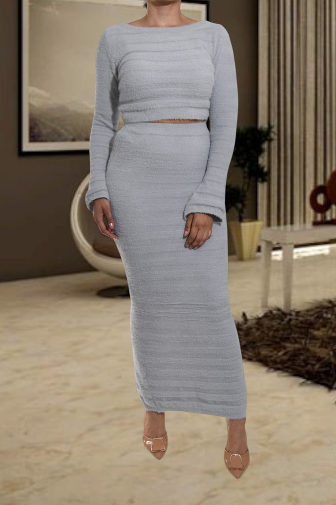 Ladies Grey Jersey Two Piece Set - StylePhase SA
