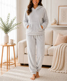Ladies Grey Kangaroo Hoody Plush Pj Set - StylePhase SA