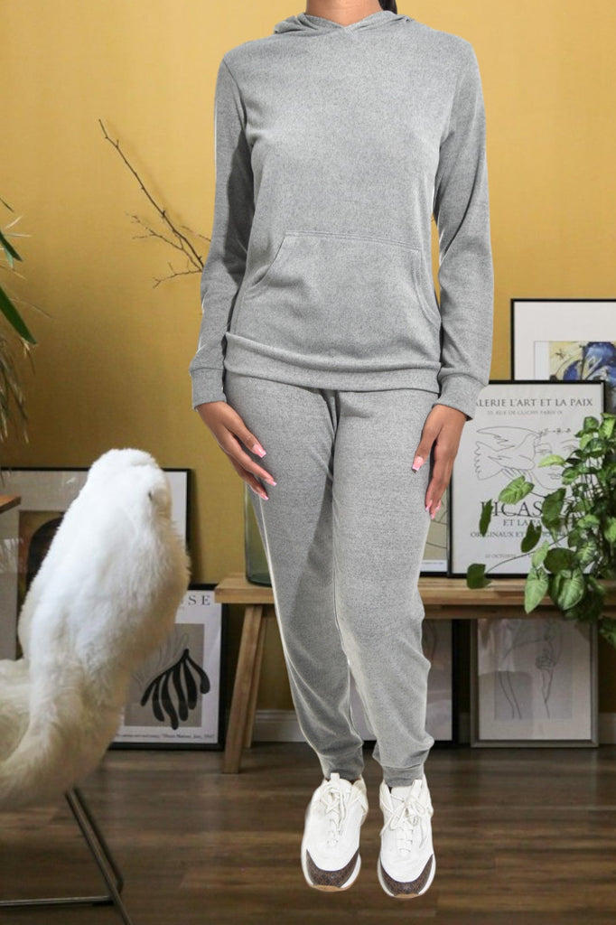 Ladies Grey Knit Pocket Tracksuit - StylePhase SA