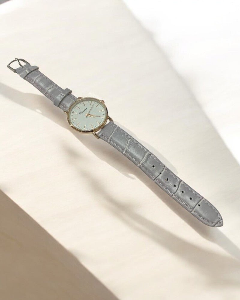 Ladies Grey Leather Strap Watch - StylePhase SA