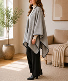 Ladies Grey Line Open Front Shawl - StylePhase SA