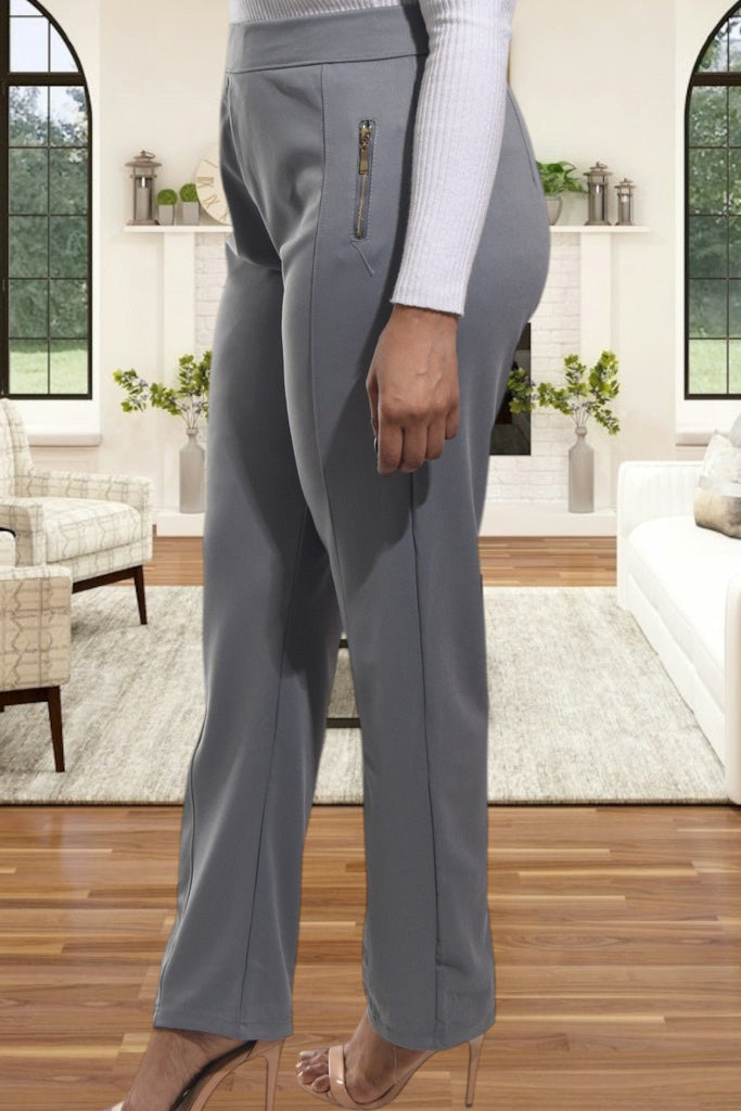 Ladies Grey Long Zip Pants - StylePhase SA
