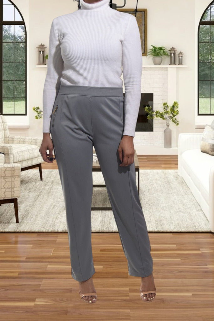 Ladies Grey Long Zip Pants - StylePhase SA