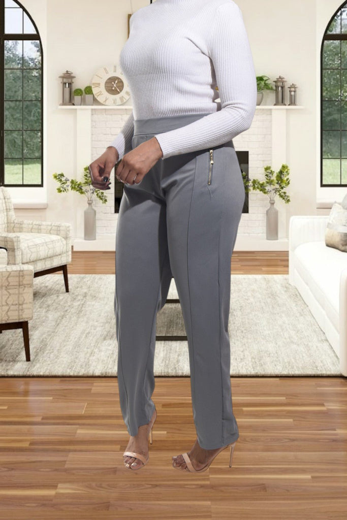 Ladies Grey Long Zip Pants - StylePhase SA