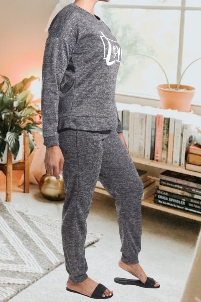 Ladies Grey Love Printed Two Piece Set - StylePhase SA